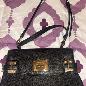 Michael Kors Black Crossbody Bag with Gold Hardware